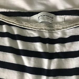 Long sleeved stripped shirt with beaded neckline